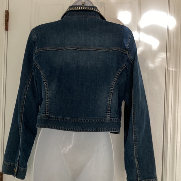 Chico’s Ladies size 1 or Medium Bling Platinum Denim Short Jacket - Picture 3 of 4